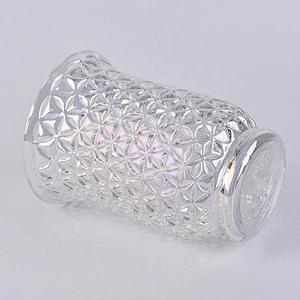 Luxury high plating tea light candle container tea light glass candle jars with base home decor factory