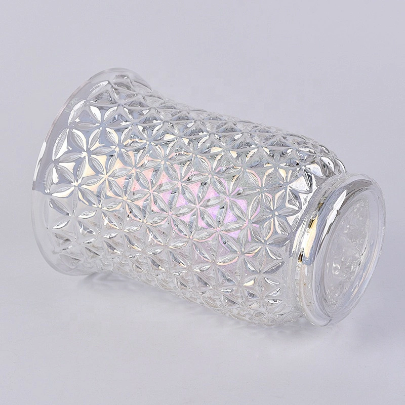 Luxury high plating tea light candle container tea light glass candle jars with base home decor factory