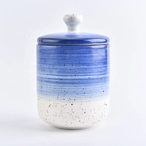 Sunny Custom decorative blue ceramic candle holder with lid