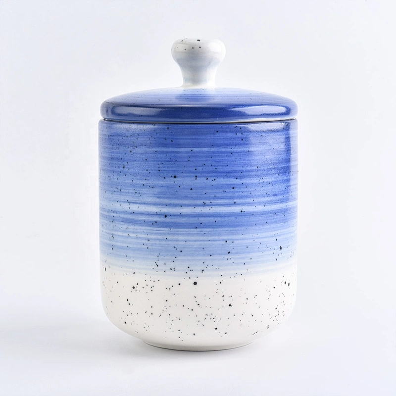 Sunny Custom decorative blue ceramic candle holder with lid