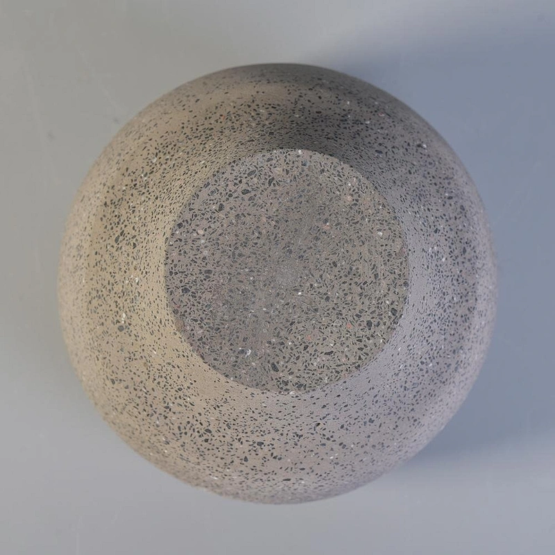 Round Empty luxury grey candle cement holder home decor