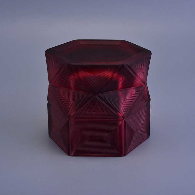 Sunny luxury red scented Hexagon glass candle jar holder wholesales