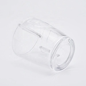 Engraving custom candle holder glass votive candle jars with handle home decoration wholesale