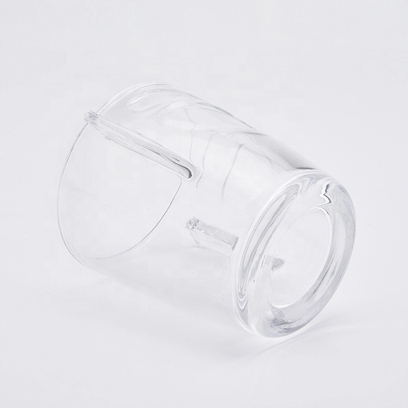 Engraving custom candle holder glass votive candle jars with handle home decoration wholesale