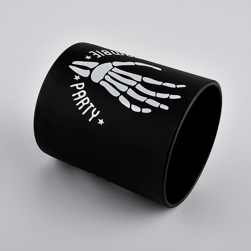 300ml glass candle holders, black glass candle jar