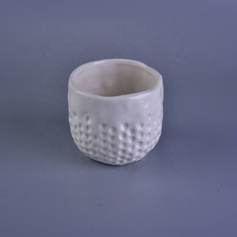 Customized decorative white ceramic candle jars 6oz 8oz 10oz