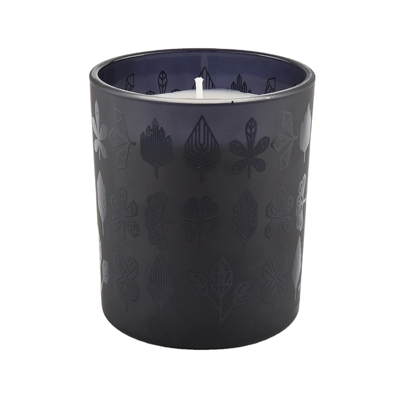 Wholesales black frosted luxury empty glass candle jars holders