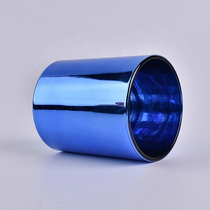 wholesale blue glass electroplated tealight candle holder wedding decor