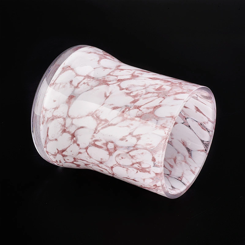 pink and white color mixed status glass candle jar hand made