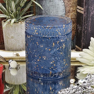 Luxurious round candle containers glass candle jars with lid for wedding decoration