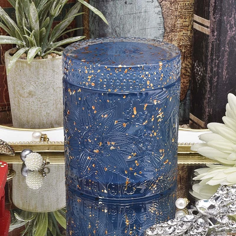 Luxurious round candle containers glass candle jars with lid for wedding decoration