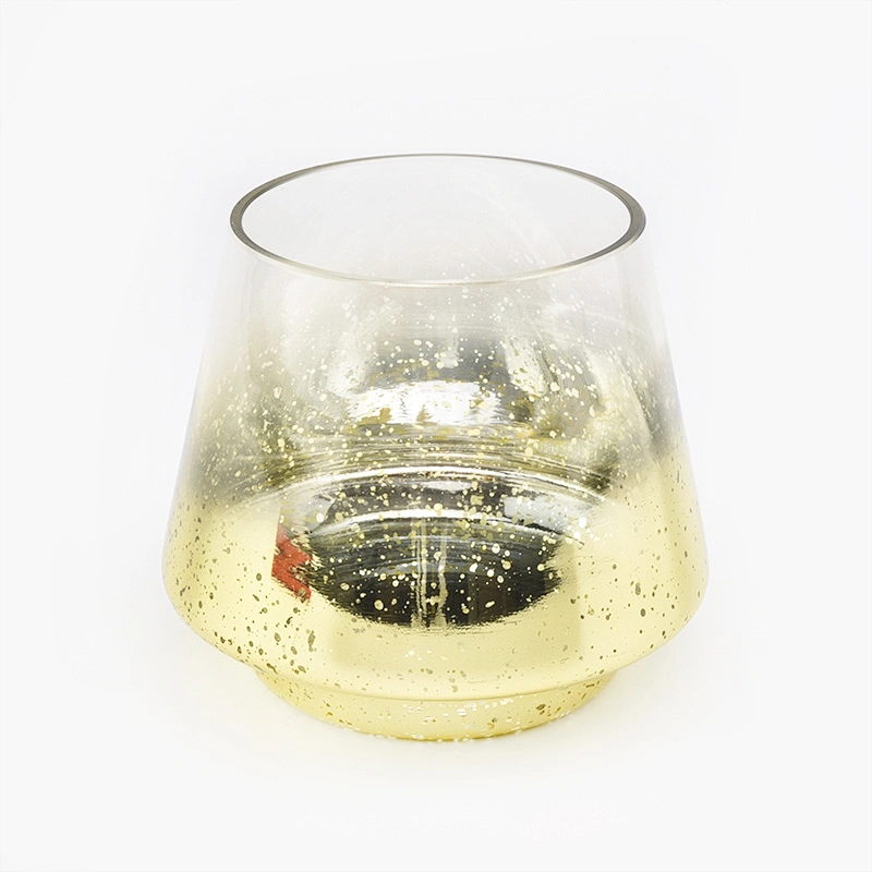 Candle Jar Glass Candle Holder with Luxury Mercury Decorating Gold