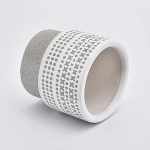 Custom made ceramic candle container grey candle holder home decoration