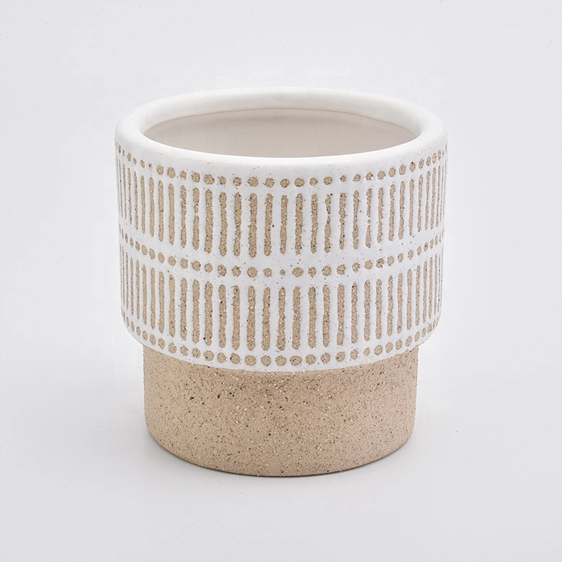 Custom ceramic candlestick stone candle jars home decoration