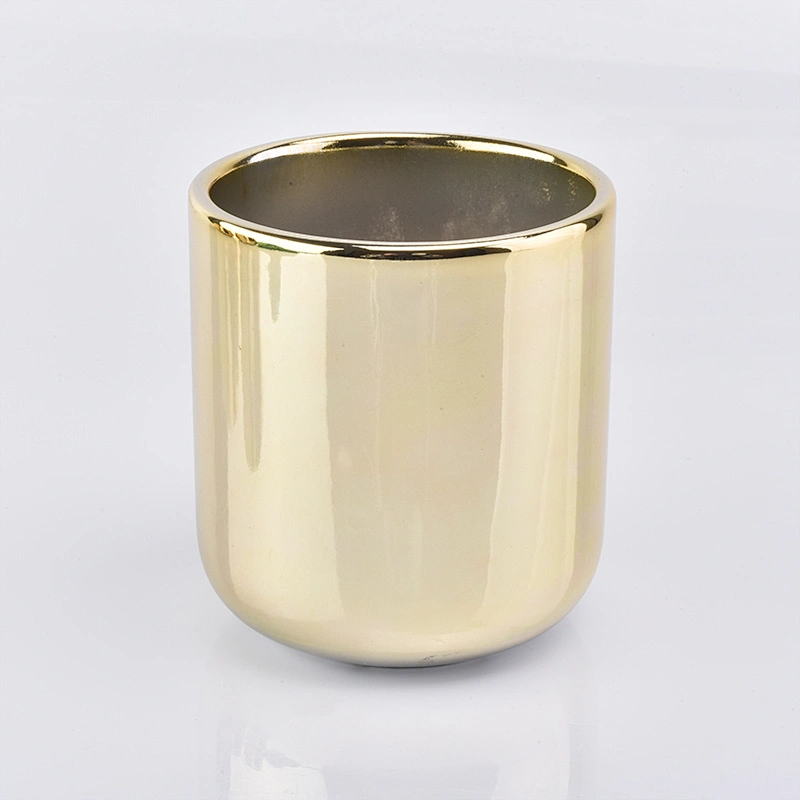 gold metal look ceramic candle jar 12 oz ceramic container custom