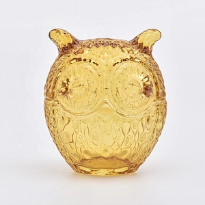 Antique customized oval owl-shape candle vessel glass candle holder with lid wedding centerpieces