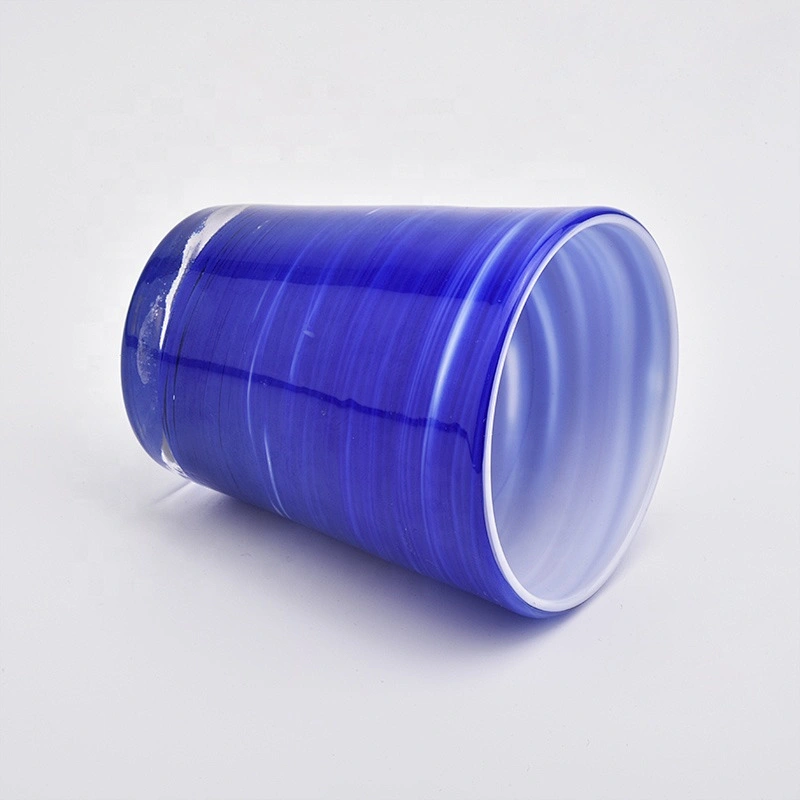 Wholesales 9 oz Blue and White Glass Votive Candle Holders Soy Wax Container Home Decoration