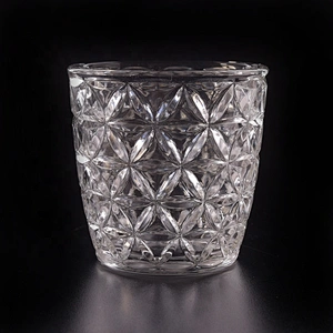 Embossed Glass Candle jar decorative candle holder home Decor