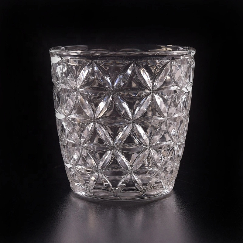 Embossed Glass Candle jar decorative candle holder home Decor