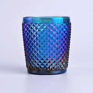 Custom  blue decorative glass candle holder wholesale