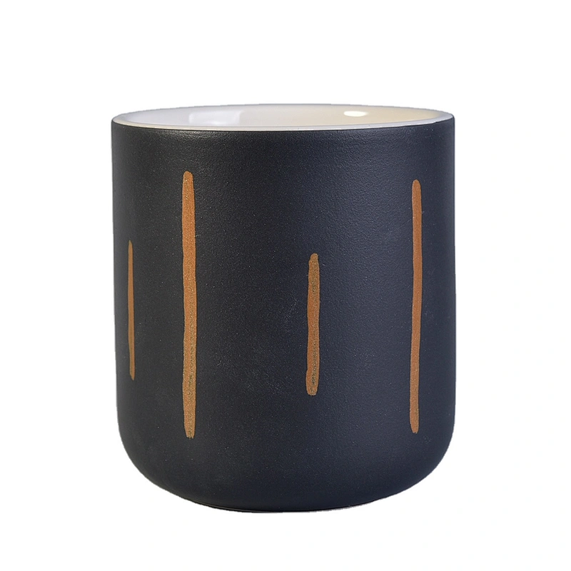 8oz 11oz 14oz Sunny custom black frosted ceramic candle holders