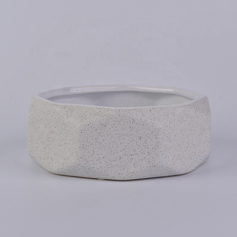 Sunny grey luxury Polygon tealight ceramic candle jar