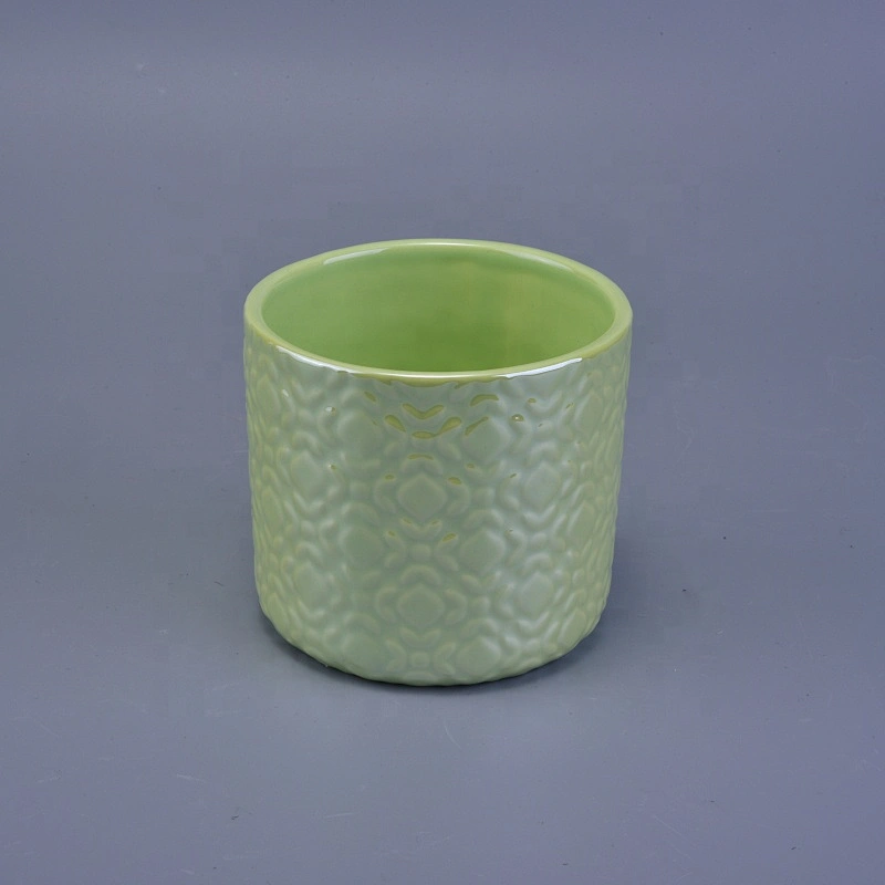 Cylinder decorative glaze ceramic candle jars in bulk