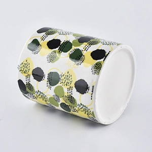 empty candle jars ceramic with decal printing