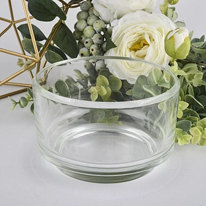 stackable wide glass candle jars