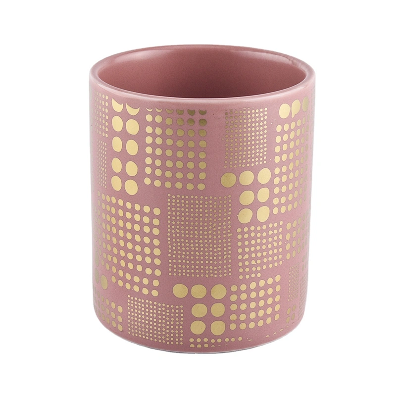 8oz 10oz China eco-friendly cylinder pink printed candle ceramic holder