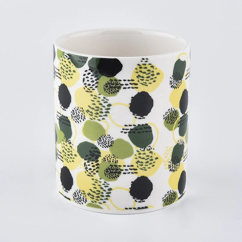 empty candle jars ceramic with decal printing