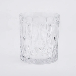 Luxury engraving candle vessel tea light glass candles jars scented bedroom decor factory