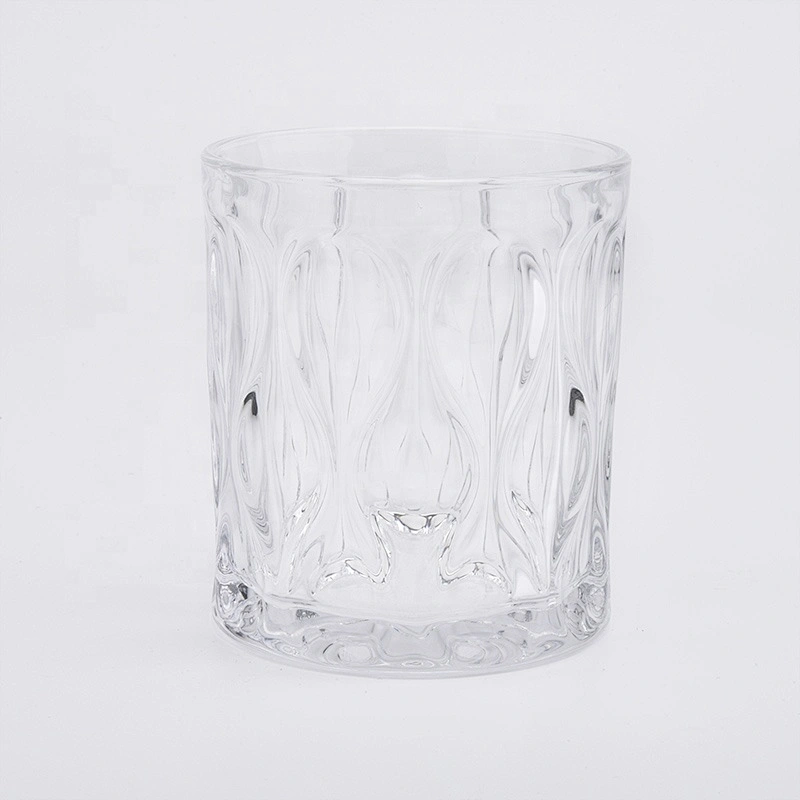 Luxury engraving candle vessel tea light glass candles jars scented bedroom decor factory