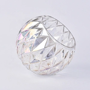 Round glass candle vessel diamond luxury glass jar