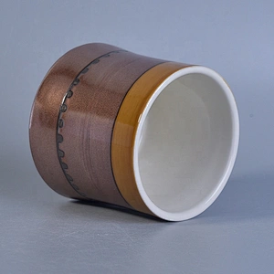 Vintage amber ceramic candle container cylinder home decoration