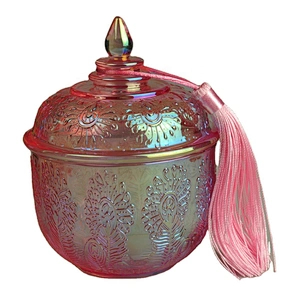 8oz 10oz Sunny pink decorative luxury glass candle vessel with lid