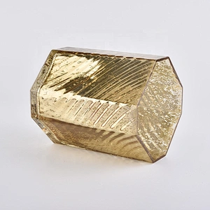 Sunny Hexagon gold luxury glass candle holder