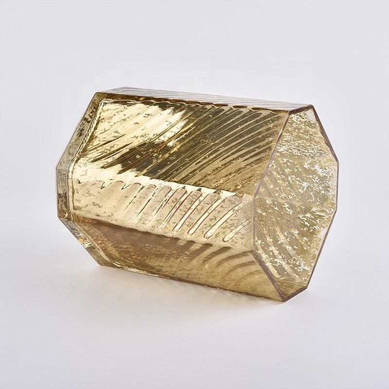 Sunny Hexagon gold luxury glass candle holder