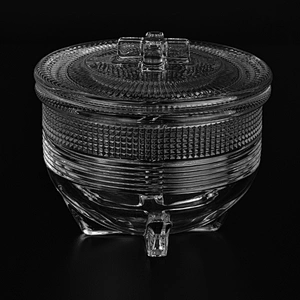 New design cross shape white glass candle jar with crystal lid