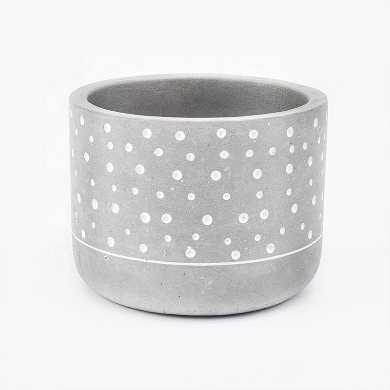 Supply circle concrete candle jar spot pattern cement candle vessel wedding decor