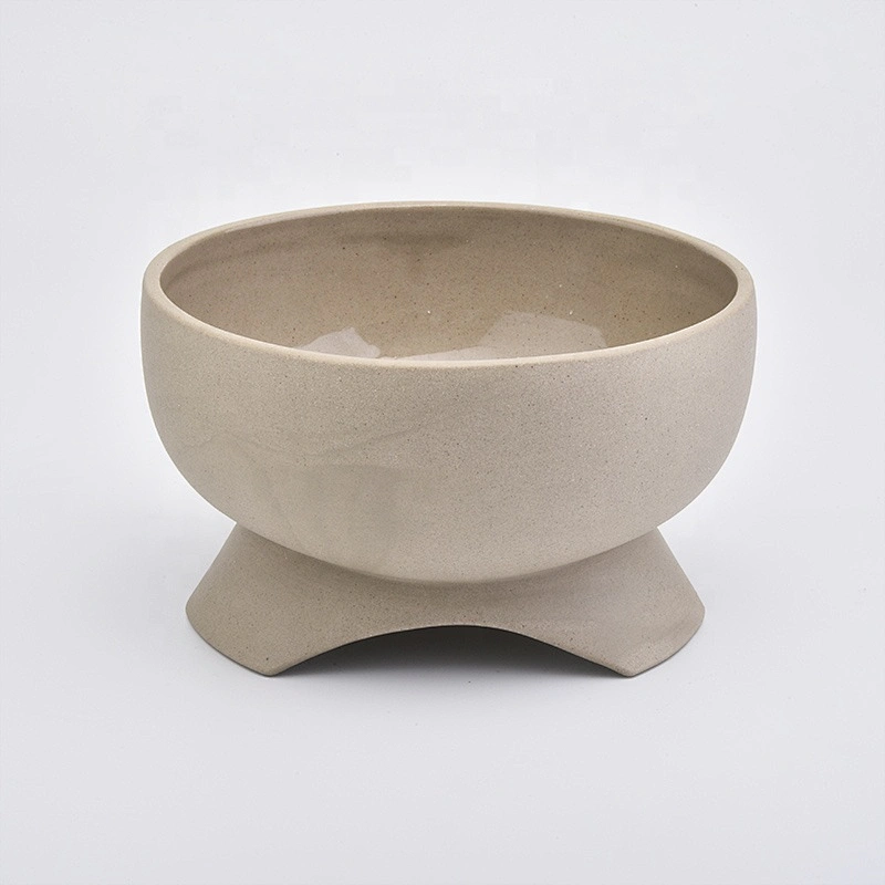 Large Footed Sandy Ceramic Candle Holder Home Decoration Centerpieces