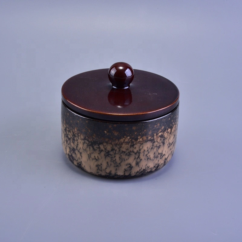 500ml Vintage ceramic votive candle jar with lid wholesales