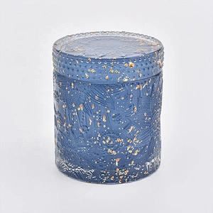 Luxurious round candle containers glass candle jars with lid for wedding decoration