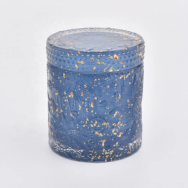 Luxurious round candle containers glass candle jars with lid for wedding decoration