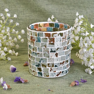 Mosaic glass candle holder multi colors home decoration wholesale