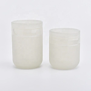Empty customized striped candle container glass candle holder home decoration