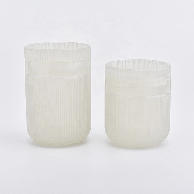 Empty customized striped candle container glass candle holder home decoration