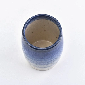 Wholesale Speckled Blue Ceramic Candle Holder Home Decoration