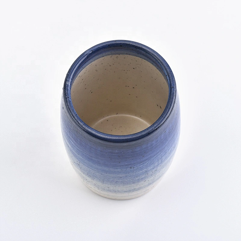Wholesale Speckled Blue Ceramic Candle Holder Home Decoration