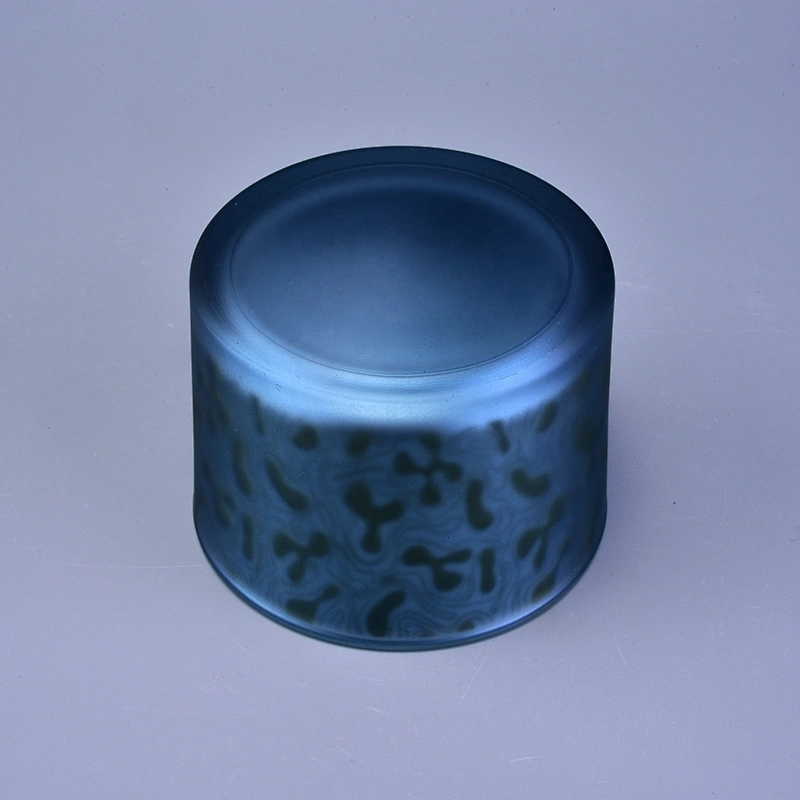Sunny design matte blue luxury glass candle holder vessel